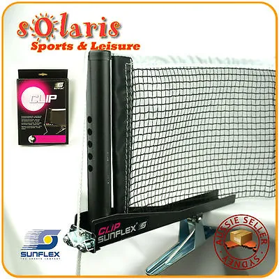 SUNFLEX CLIP Spring Loaded Clip Type Table Tennis Net & Post Set Free Net Check • $27.99
