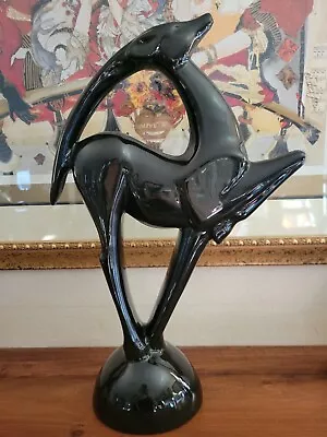 VINTAGE 21” ROYAL HAEGER ANTELOPE GAZELLE Ibex ART DECO SCULPTURE STATUE Black • $135