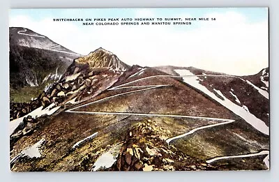 Postcard Colorado Manitou Springs CO Pike Peak Highway 1940s Unposted Linen • $3