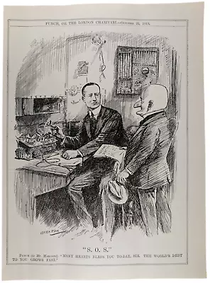 Marconi Radio Inventor Appreciative Cartoon 1913 Punch Mag UK 8x11  • $14.95