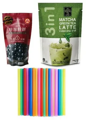 Ranong Matcha Green Tea Latte Boba Bubble Tea Powder W/ Tapioca Pearls & Straws  • $15.99