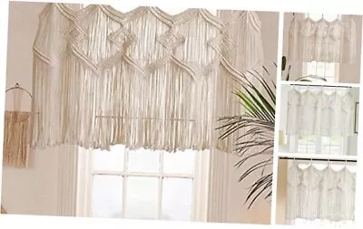  Macrame Valance For Curtain 43  Wx27 L Window Kitchen Living Boho Home Room  • $38.10