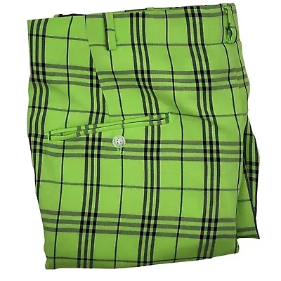 Vintage The T Barry Knicker Company Green Black Plaid Golf Pants Size 37 • $58.79