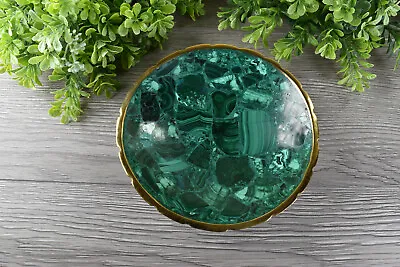 Round Malachite Dish Malachite Bowl From Congo  13.8 Cm   # 17394 • $58.45