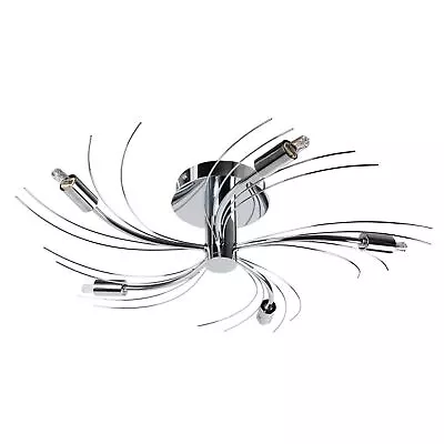 Modern Silver Polished Chrome Swirl 5 X 28W Flush Ceiling Light • £41.99