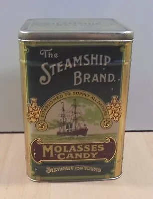 The Steamship Brand Molasses Candy Advertisign Vtg Tin Box Empty • $19.99