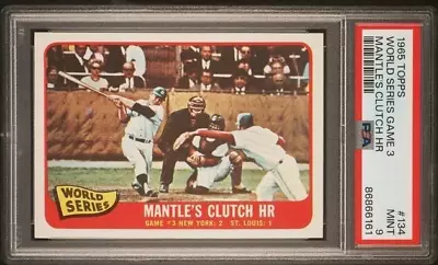 PSA 9 1965 Topps #134 WS Game 3 Mickey Mantle HR LOW POP Only 10 GRADED Higher • $163.50