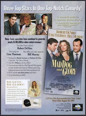 MAD DOG AND GLORY - Original 1993 Trade AD/ ADVERT_ Uma Thurman _ Robert De Niro • $9.99