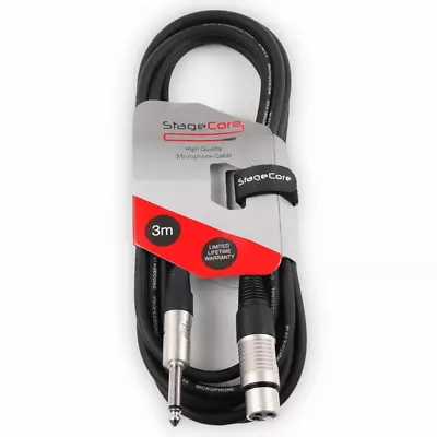 Stagecore 3M  XLR Female To 6.35mm Mono Jack Lead Mic Quality Microphone Cable • £5.99