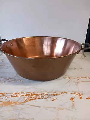 Vintage French Copper Jam/cooking Pan Fabrication Francaise  Rolled Rim (38cm) • £185