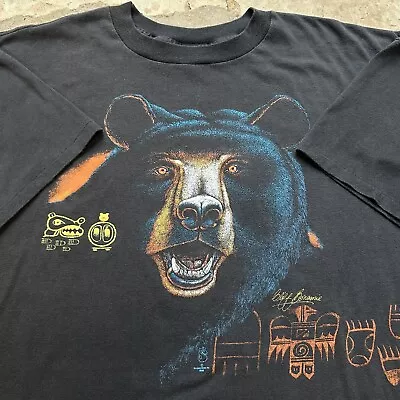 Vintage Black Bear Aztec Tribal Nature Single Stitch Graphic T-Shirt Men’s 3XL • $35