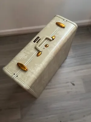 Vintage Samsonite Suitcase WITH KEY Shwayder Bros Hard-Sided Luggage Ivory #4551 • $40