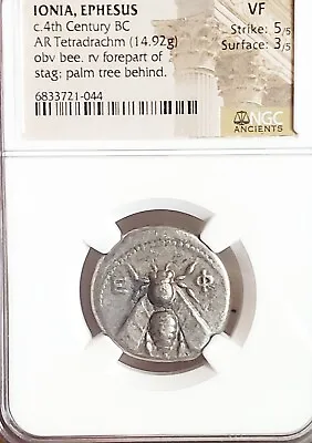 Ionia Ephesus Bee Tetradrachm NGC VF 5/3 Ancient Silver Coin • $1495