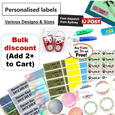 $3.39 • Buy Personalised Name Labels Pencil Stickers Vinyl Tag Kids Custom Return Address