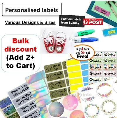 Personalised Name Labels Pencil Stickers Vinyl Tag Kids Custom Return Address • $3.95