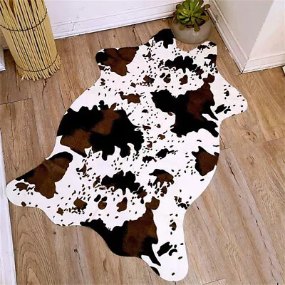 Faux Cow Zebra Animal Print Carpet Floor Mat Furry Plush Rugs Living Room Decor • $32.44