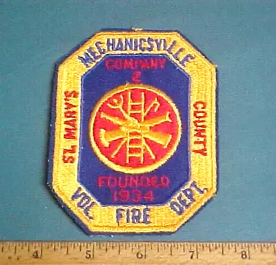 Vintage Fire Department Patch: Mechanicsville St. Mary's County Fire Department • $6.99