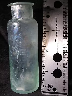 Rare WHITTLED Flint Glass Medicine Bottle Antique Circa 1850s Iridescent Patina • $100