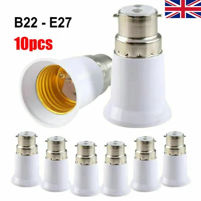 10Pcs BC B22 To ES E27 Bayonet Adaptor Edison Screw Light Bulb Converter Holder • £6.29