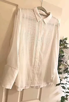 Country Road Shirt Size 14 Parchment Silk And Cotton Sheer Event Formal  • $72