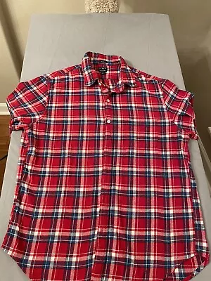J Crew Flannel Mens Multicolor Plaid Shirt Size L 100% Cotton • $12.55