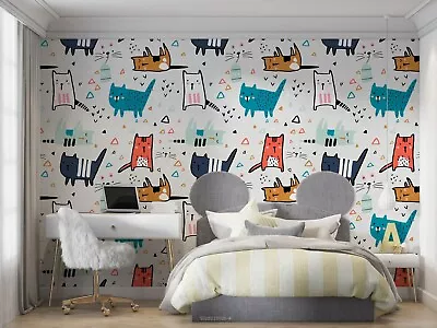 3D Cartoon Animal Cat Kids Wallpaper Wall Murals Removable Wallpaper 57 • $26.10