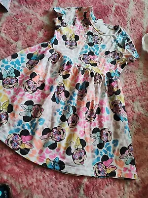 Baby Girls  Colourful Minnie Mouse Dress Age 2-3 Years • £3