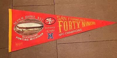 RARE Vintage SUPER BOWL XVI PENNANT 1982 NFL San Fran 49ers Silverdome 24  Felt • $24