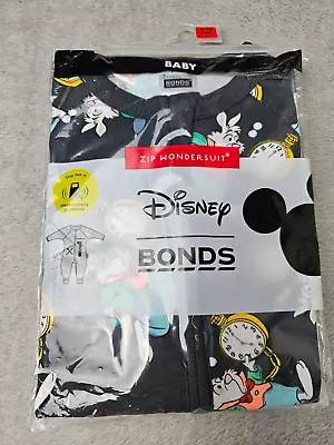 Bonds Baby Disney Alice In Wonderland Black Rabbit Zip Wondersuit Size 1 BNIP • $40