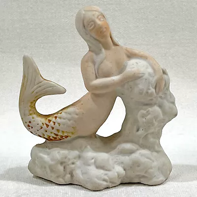 1910s-20s Porcelain Bisque MERMAID Japan Or Germany Traces Of Color 3-1/4 In. • $20