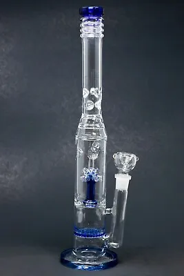$59.99 • Buy 16  Glass Blue Hookah Water Pipe Tobacco Corona & Honeycomb Perk Bong 