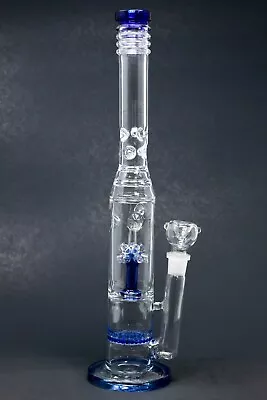 16  Glass Blue Hookah Water Pipe Tobacco Corona & Honeycomb Perk Bong  • $59.99