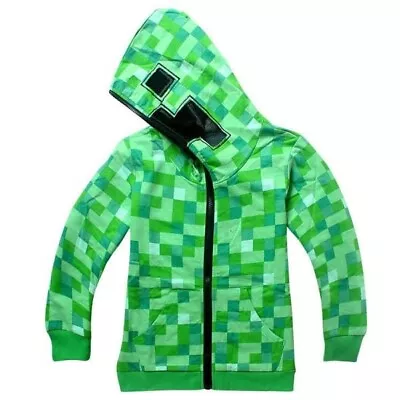 Minecraft Creeper Kids Boys Youth Hoodie Zip-Up Coat Sweater Jacket • £11.99