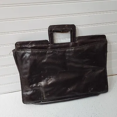 Vintage Leather American Tourister Laptop Briefcase Antique Brown Zip Handle Bag • $37.31