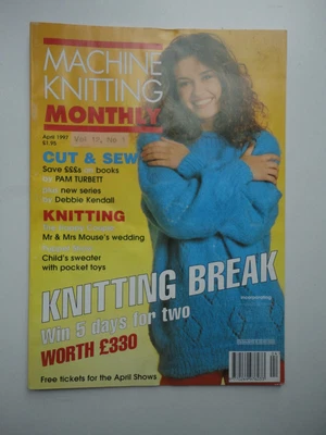 £3 • Buy Machine Knitting Monthly Magazine. Patterns/Charts/Adults/Kids/Toys  April 1997.