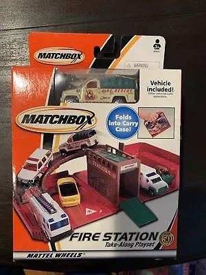 2001 Matchbox Fire Station Playset Carry Case & Fire Rescue Truck • $25