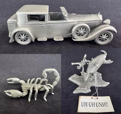 Vintage Pewter Figurine Lot Of3 (1930 Rolls Royce Phantom II/Scorpion/Armadillo) • $39.99