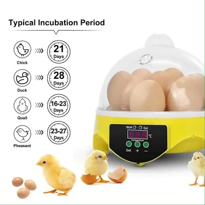 Automatic Digital 7 Egg Incubator Chicken Duck Temperature Control Incubator New • £31.95