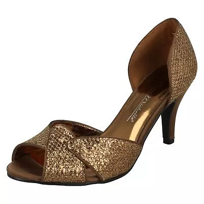 £9.99 • Buy Ladies Anne Michelle Glitter Party Slip On Wedding Heel Court Shoes F1r0309 Size