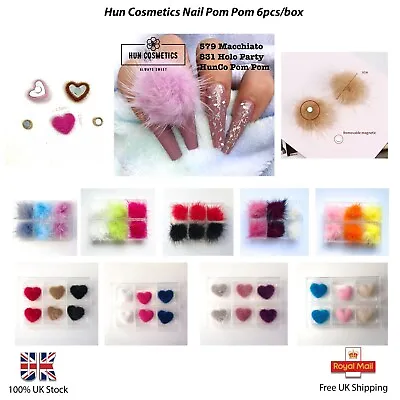 £7.49 • Buy HunCo Nail Magnetic Pompon 6pcs Fluffy Balls Hearts Fur 2022 Winter Accessories