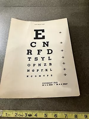 Vintage Eye Exam Chart 10ft Snellen Chart From 1945 • $35