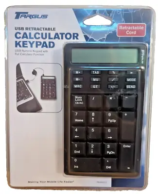 Targus 2 In 1 Calculator Numeric Keypad PAUK001U Retractable USB Keyboard NEW • $19.99