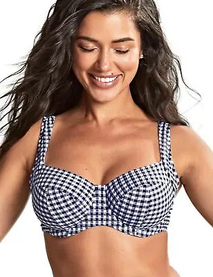 Panache Gingham Bikini Top Full Cup Underwired Womens Swimwear SW1722 • £36