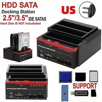 3 IDE SATA 2.5  3.5  HDD Hard Drive Disk Clone Docking Station Card Reader US • $54.79