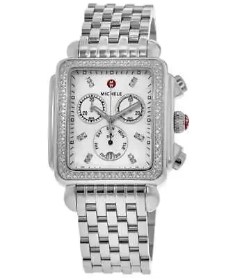 New Michele Deco XL Mother Of Pearl Dial Diamond Women's Watch MWW06Z000035 • $2207