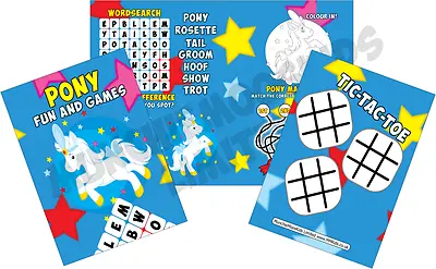 £3 • Buy Pack Of 12 - Pony Fun And Games Activity Sheets - Horse Party Bag Books Fillers