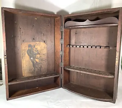 Antique Primitive Wood Wall Pewter Safe Cabinet Box Table Top Primitive • $59