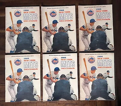 Lot Of 6 New York Mets Official Original Program Scorecard 1966 Shea Stadium • $100