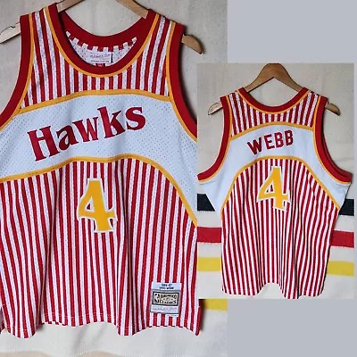 Vintage Atlanta Hawks # 4 Spud Webb Striped SWINGMAN Jersey Mitchell & Ness XL • $74.99