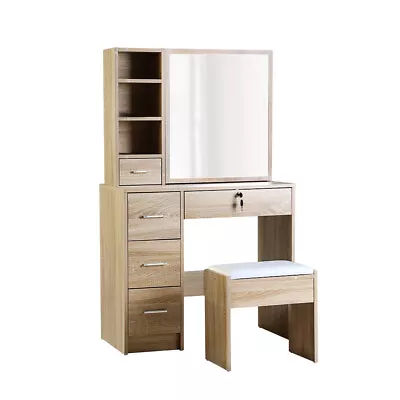 $156.95 • Buy Artiss Dressing Table Stool Set Slide Mirror Makeup Vanity Desk Chair Drawer Oak
